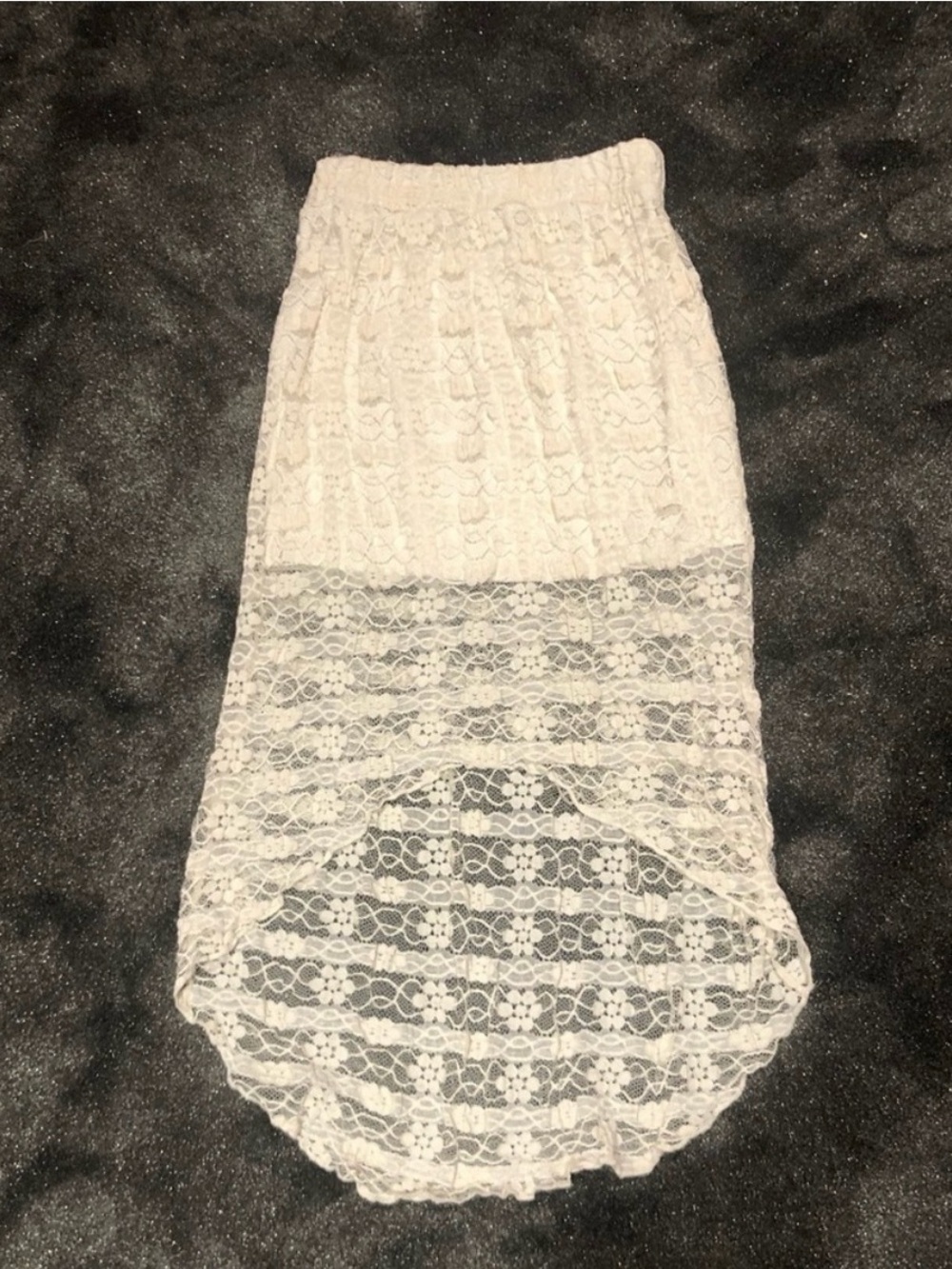 White Lace Mini Skirt with Sheer Overlay